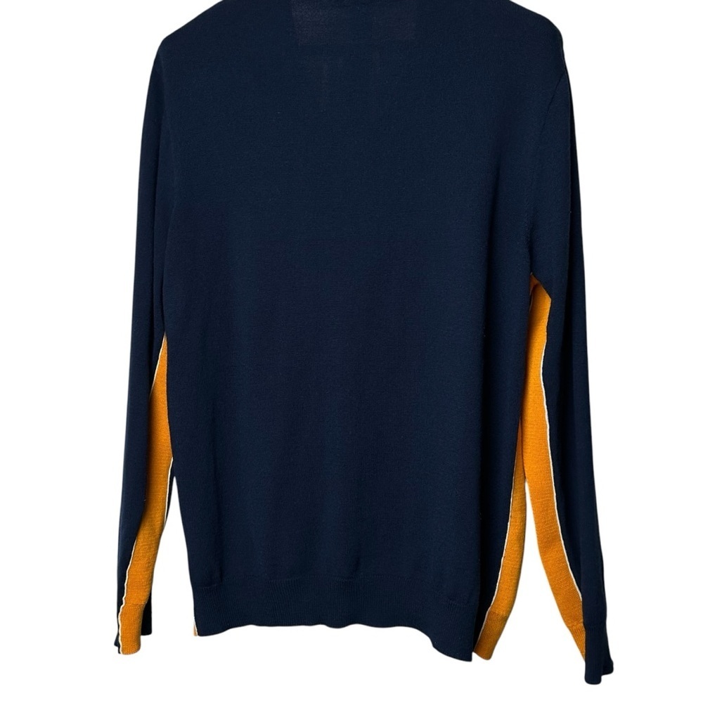 Opening Ceremony Men's Large Knit Collared Cardigan Color Block Navy Blue Orange - Picture 7 of 11